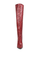 Snake Print Stiletto Knee Boots - ElegantAlpha®