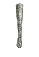 Snake Print Stiletto Knee Boots - ElegantAlpha®