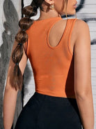 Solid Color Cut Out Ribbed Tank Top - ElegantAlpha®