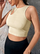 Solid Color Cut Out Ribbed Tank Top - ElegantAlpha®