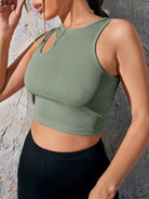 Solid Color Cut Out Ribbed Tank Top - ElegantAlpha®