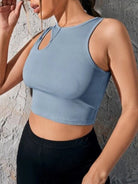 Solid Color Cut Out Ribbed Tank Top - ElegantAlpha®