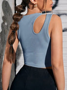 Solid Color Cut Out Ribbed Tank Top - ElegantAlpha®