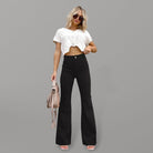 Solid Color Flare Leg Corduroy Pants - ElegantAlpha®