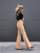 Solid Color Flare Leg Corduroy Pants - ElegantAlpha®