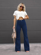 Solid Color Flare Leg Corduroy Pants - ElegantAlpha®