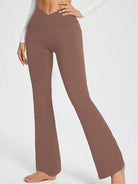 Solid Color Full Length Pocket Waist Flare Leggings - ElegantAlpha®