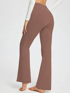 Solid Color Full Length Pocket Waist Flare Leggings - ElegantAlpha®