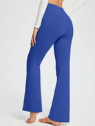 Solid Color Full Length Pocket Waist Flare Leggings - ElegantAlpha®