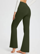 Solid Color Full Length Pocket Waist Flare Leggings - ElegantAlpha®