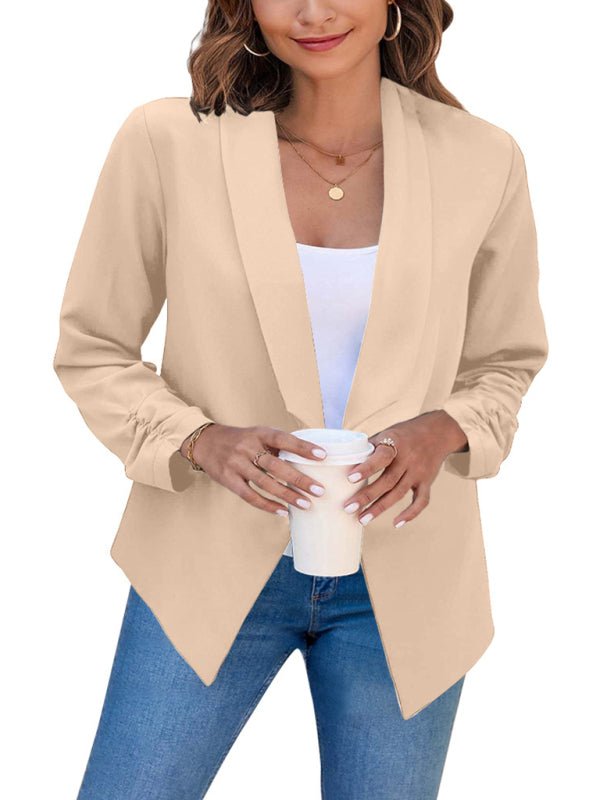 Solid Color Open Front Crop Blazer - ElegantAlpha®