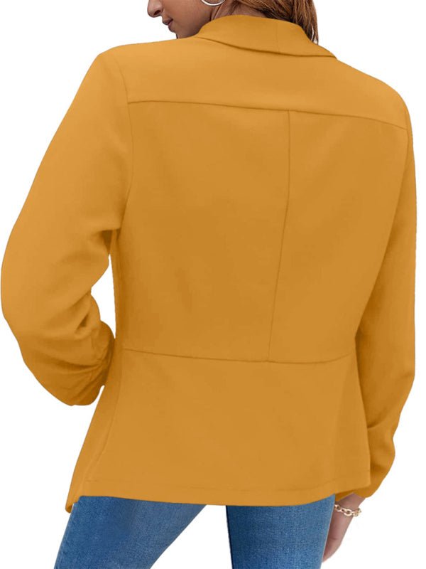 Solid Color Open Front Crop Blazer - ElegantAlpha®