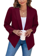 Solid Color Open Front Crop Blazer - ElegantAlpha®