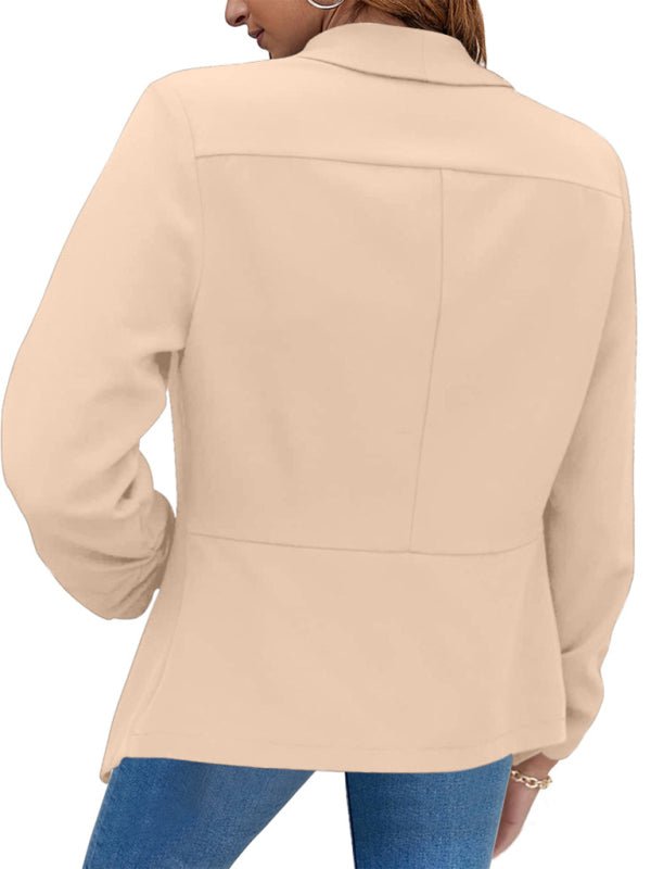 Solid Color Open Front Crop Blazer - ElegantAlpha®