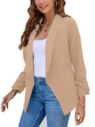 Solid Color Open Front Crop Blazer - ElegantAlpha®