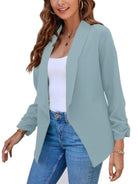 Solid Color Open Front Crop Blazer - ElegantAlpha®