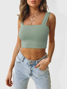 Solid Color Sleeveless Cotton Blend Crop Top - ElegantAlpha®