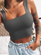 Solid Color Sleeveless Cotton Blend Crop Top - ElegantAlpha®