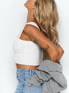 Solid Color Sleeveless Cotton Blend Crop Top - ElegantAlpha®