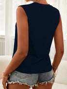 Solid Color Sneak Peek Cutout Tank Top - ElegantAlpha®