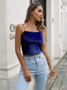 Solid Color Strap Velvet Crop Tank - ElegantAlpha®