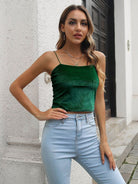 Solid Color Strap Velvet Crop Tank - ElegantAlpha®