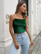 Solid Color Strap Velvet Crop Tank - ElegantAlpha®