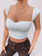 Solid Color Sweetheart Neck Crop Top - ElegantAlpha®