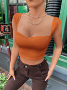 Solid Color Sweetheart Neck Crop Top - ElegantAlpha®