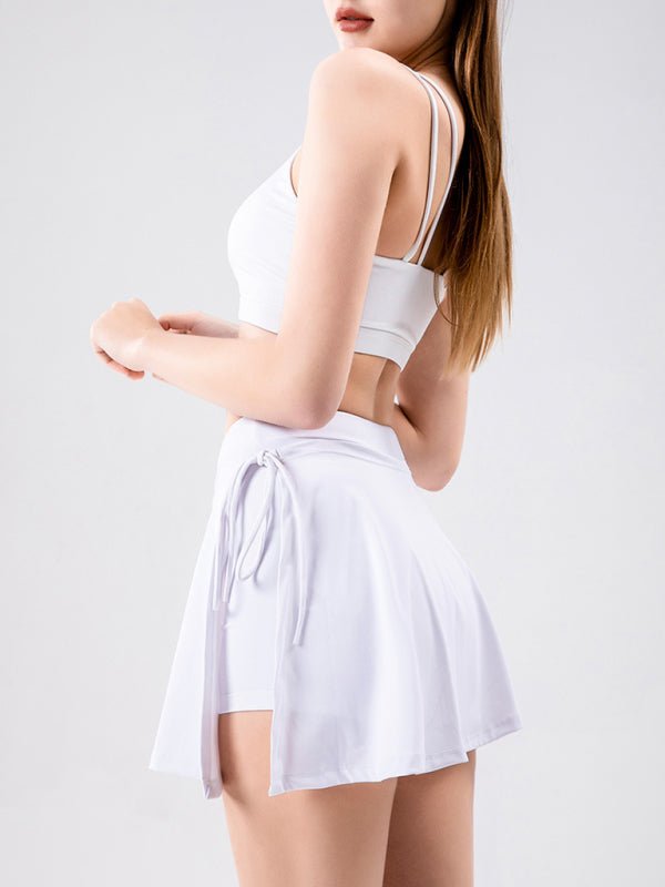 Solid Color Wrap Pocket Skort - ElegantAlpha®