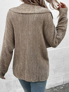 Spread Collar V Neck Rib Knit Sweater - ElegantAlpha®