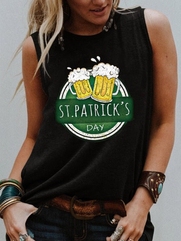 St. Patrick's Day Graphic Print Flowy Tank Top - ElegantAlpha®