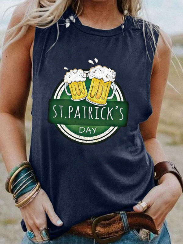 St. Patrick's Day Graphic Print Flowy Tank Top - ElegantAlpha®