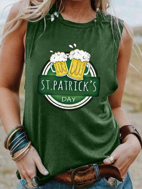 St. Patrick's Day Graphic Print Flowy Tank Top - ElegantAlpha®