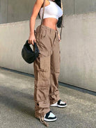 Straight High Waist Loose Wide Leg Retro Cargo Pants - ElegantAlpha®