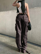 Straight High Waist Loose Wide Leg Retro Cargo Pants - ElegantAlpha®