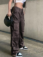 Straight High Waist Loose Wide Leg Retro Cargo Pants - ElegantAlpha®