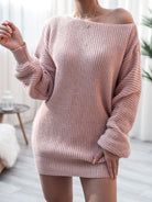 Straight neck casual loose knit wool dress - ElegantAlpha®