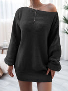 Straight neck casual loose knit wool dress - ElegantAlpha®