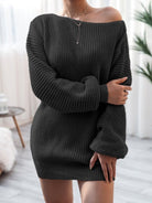 Straight neck casual loose knit wool dress - ElegantAlpha®