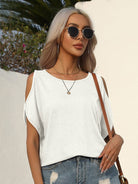 Strapless round neck short-sleeved T-shirt - ElegantAlpha®