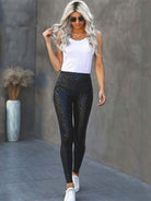 Texture Print Tight High Waist Pants - ElegantAlpha®