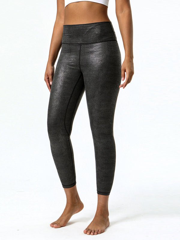 Textured-leather yoga pants - ElegantAlpha®