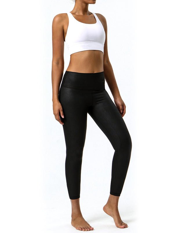 Textured-leather yoga pants - ElegantAlpha®