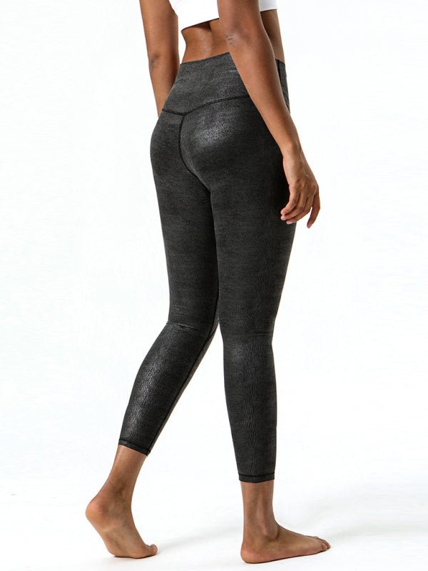 Textured-leather yoga pants - ElegantAlpha®