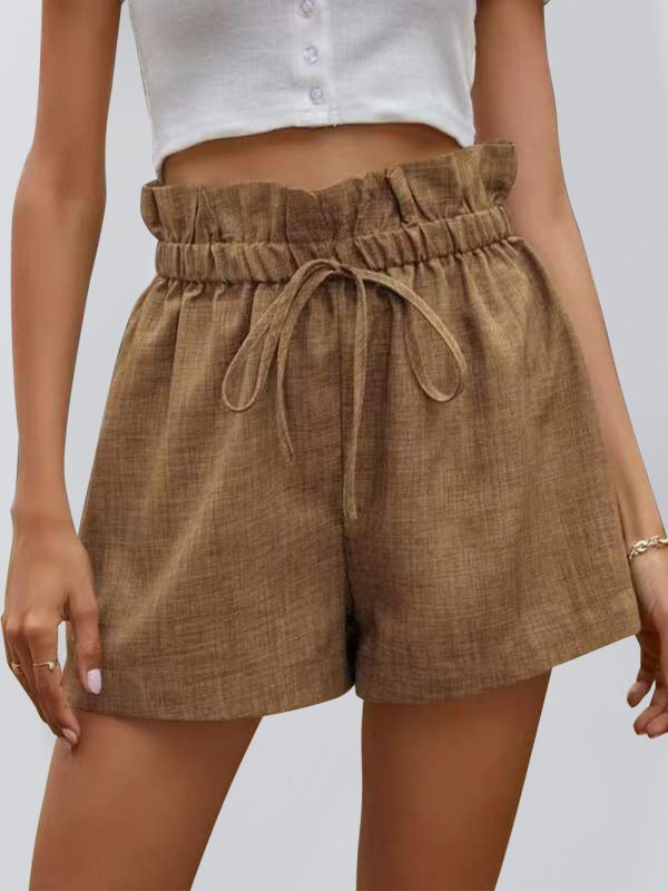 Textured Ruffled Drawstring Pull-on Shorts - ElegantAlpha®