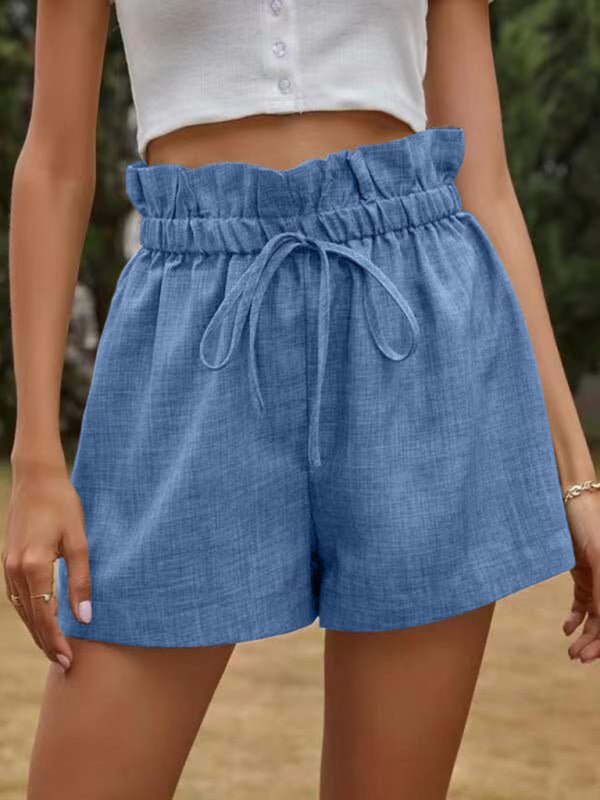 Textured Ruffled Drawstring Pull-on Shorts - ElegantAlpha®