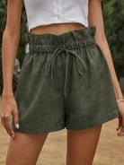 Textured Ruffled Drawstring Pull-on Shorts - ElegantAlpha®