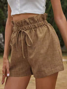 Textured Ruffled Drawstring Pull-on Shorts - ElegantAlpha®