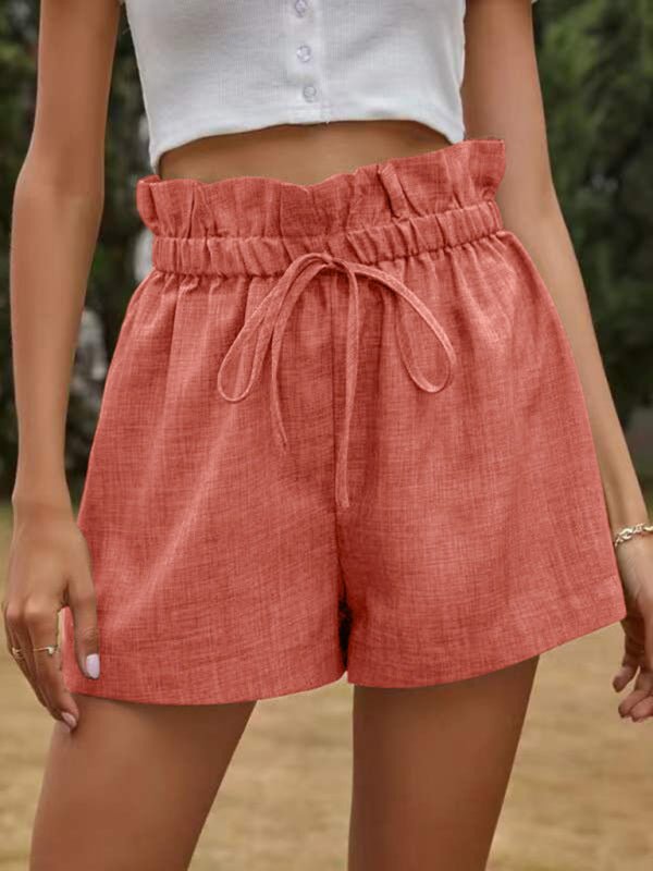 Textured Ruffled Drawstring Pull-on Shorts - ElegantAlpha®